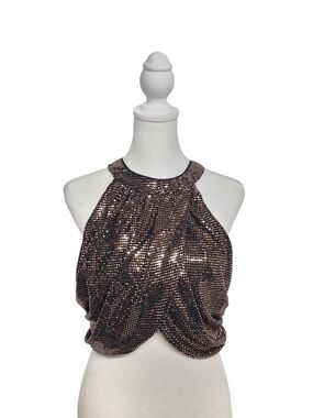 DO+BE Rose Gold Sequin Halter Crop Top